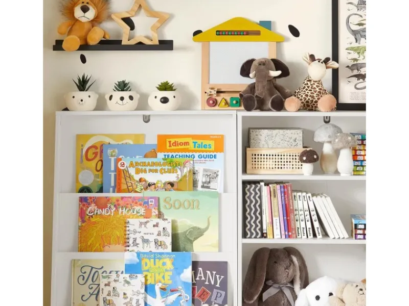 SoBuy Aufbewahrung|Regal Weiß^Bücherregal Kinderregal mit 2 Boxen Aufbewahrungsregal Weiß KMB69-W
