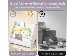 SoBuy Bücherregal Kinderregal mit 4 Offenen Fächer und 1 Ablagefächern KMB32-K-W