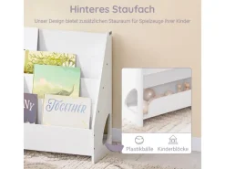 SoBuy Bücherregal Kinderregal mit 4 Offenen Fächer und 1 Ablagefächern KMB32-K-W