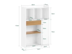 SoBuy Bücherregale^Bücherregal mit Schublade und Tür Aufbewahrungsregal mit Fächern STR11-WN