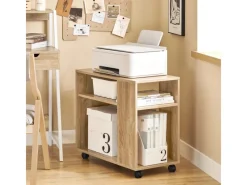 SoBuy Beistelltisch mit Rollen Couchtisch mit Ablagefächern Druckerregal FBT34-N