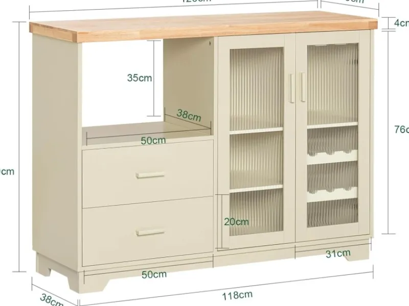 SoBuy Buffet Sideboard Küchenschrank Kommode Mikrowellenschrank FSB81-MI