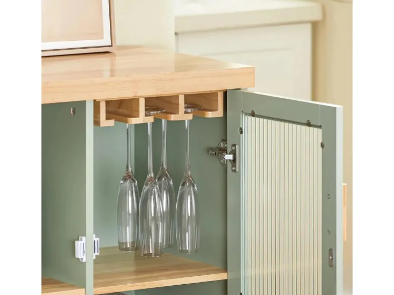 SoBuy Buffet Sideboard Küchenschrank Kommode Mikrowellenschrank FSB81-GR