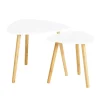 SoBuy Tische^Couchtisch 2er-Set Beistelltisch Satztisch fürs Wohnzimmer Weiß FBT74-W