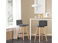 SoBuy 2er Set Barhocker Barstuhl Tresenhocker mit Rücklehne Grau FST50-DGx2