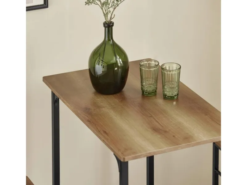 SoBuy Essgruppe Bartisch Set Esstisch mit 2 Barhockern Braun-Schwarz OGT10-PF