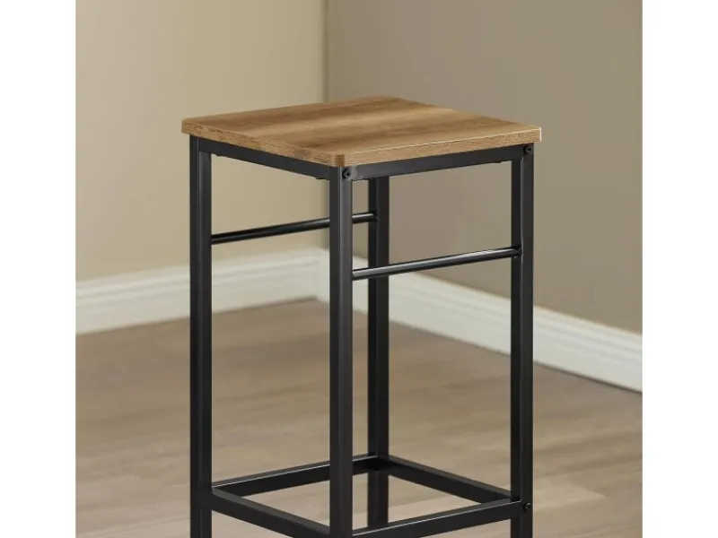 SoBuy Essgruppe Bartisch Set Esstisch mit 2 Barhockern Braun-Schwarz OGT10-PF