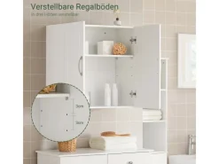 SoBuy Hängeschrank Badezimmerschrank mit Verstellbarem Regal 60x60x30cm Weiß FRG231-W