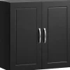 SoBuy Regale Schwarz^Hängeschrank Badezimmerschrank mit Verstellbarem Regal 60x60x30cm Schwarz FRG231-SCH