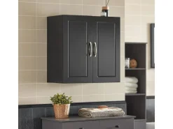 SoBuy Regale Schwarz^Hängeschrank Badezimmerschrank mit Verstellbarem Regal 60x60x30cm Schwarz FRG231-SCH