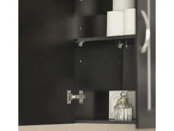 SoBuy Regale Schwarz^Hängeschrank Badezimmerschrank mit Verstellbarem Regal 60x60x30cm Schwarz FRG231-SCH