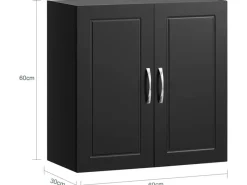 SoBuy Regale Schwarz^Hängeschrank Badezimmerschrank mit Verstellbarem Regal 60x60x30cm Schwarz FRG231-SCH
