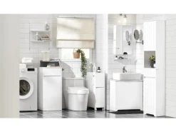 SoBuy Hochschrank Badregal Badezimmerschrank Badezimmermöbel Weiß BZR109-W