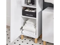 SoBuy Hochschrank Badregal Badezimmerschrank Badezimmermöbel Weiß BZR91-W