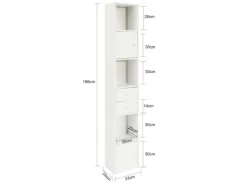 SoBuy Hochschrank mit Schubladen und Türen Holz Weiß STR10-W