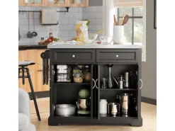 SoBuy Schränke^Kücheninsel Küchenwagen Küchenschrank Servierwagen Schwarz FKW71-SCH