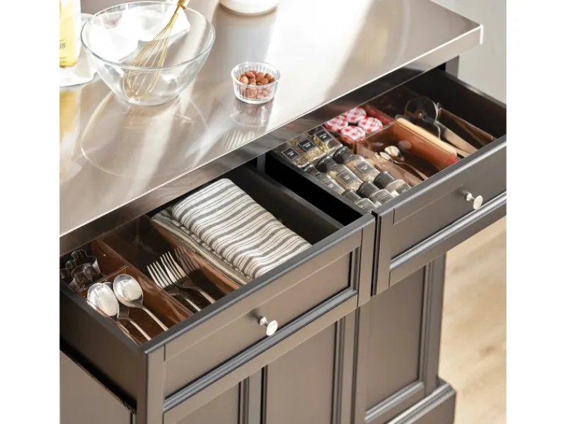 SoBuy Schränke^Kücheninsel Küchenwagen Küchenschrank Servierwagen Schwarz FKW71-SCH