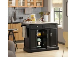 SoBuy Schränke^Kücheninsel Küchenwagen Küchenschrank Servierwagen Schwarz FKW71-SCH