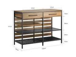 SoBuy Schränke^Kücheninsel Sideboard mit Schublade Kommode Küchenschrank Vintage FSB85-PF