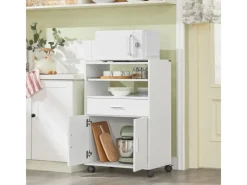 SoBuy Schränke^Küchenschrank Küchenwagen Mikrowellenschrank Servierwagen FSB09-W