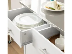 SoBuy Regal Weiß^Küchenwagen mit Edelstahlplatte Kücheninsel Rollwagen Weiß FKW108-W