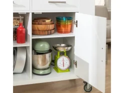 SoBuy Regal Weiß^Küchenwagen mit Edelstahlplatte Kücheninsel Rollwagen Weiß FKW108-W