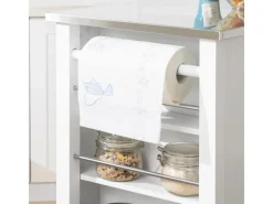 SoBuy Regal Weiß^Küchenwagen mit Edelstahlplatte Kücheninsel Rollwagen Weiß FKW108-W