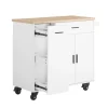 SoBuy Sideboards^Küchenwagen mit Gewürzregal Sideboard Küchenschrank 105x92x46cm Weiß-Natur FKW126-WN