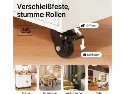 SoBuy Sideboards^Küchenwagen mit Gewürzregal Sideboard Küchenschrank 105x92x46cm Weiß-Natur FKW126-WN