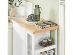 SoBuy Regal Weiß^Küchenwagen Servierwagen mit 3 Ablagefächern Küchenregal 60x90x40cm Weiß FKW75-WN