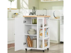 SoBuy Regal Weiß^Küchenwagen Servierwagen mit 3 Ablagefächern Küchenregal 60x90x40cm Weiß FKW75-WN