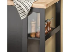 SoBuy Regale Schwarz|Schränke^Küchenwagen Servierwagen mit 3 Ablagefächern Küchenregal 60x90x40cm Schwarz FKW75-SCH