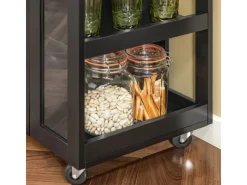 SoBuy Regale Schwarz|Schränke^Küchenwagen Servierwagen mit 3 Ablagefächern Küchenregal 60x90x40cm Schwarz FKW75-SCH