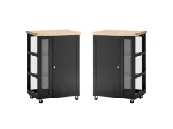 SoBuy Regale Schwarz|Schränke^Küchenwagen Servierwagen mit 3 Ablagefächern Küchenregal 60x90x40cm Schwarz FKW75-SCH