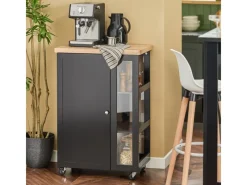 SoBuy Regale Schwarz|Schränke^Küchenwagen Servierwagen mit 3 Ablagefächern Küchenregal 60x90x40cm Schwarz FKW75-SCH
