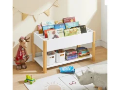 SoBuy Kinder Bücherregal Kinderregal mit Ablagen Aufbewahrungsregal Weiß KMB35-W
