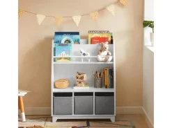 SoBuy Regal Weiß|Bücherregale^Kinder Bücherregal Kinderregal mit Ablagen Aufbewahrungsregal Weiß KMB34-W