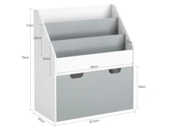 SoBuy Kinder Bücherregal Kinderregal mit 3 Ablagen Spielzeugtruhe Weiß KMB17-HG