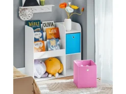 SoBuy Kinder Bücherregal Kinderregal mit 5 Ablagen Spielzeugregal Weiß KMB37-F