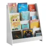 SoBuy Kinder Bücherregal Kinderregal Zeitungsständer mit 4 Ablagen Weiß KMB32-W
