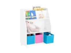 SoBuy Bücherregale^Kinder Bücherregal Kinderregal mit Ablagen Aufbewahrungsregal Weiß KMB34-F