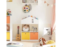 SoBuy Kinder Bücherregal mit Haus-Design Kinderregal Spielzeugregal Weiß KMB49-W