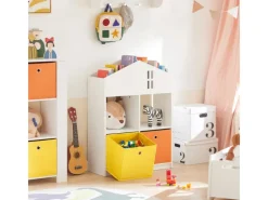 SoBuy Kinder Bücherregal mit Haus-Design Kinderregal Spielzeugregal Weiß KMB49-W