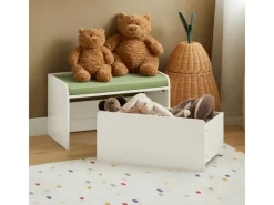 SoBuy Kinder Spielzeugtruhe Spielzeugkiste Aufbewahrungsbox Schuhbank KMB80-W