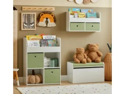 SoBuy Kinder Spielzeugtruhe Spielzeugkiste Aufbewahrungsbox Schuhbank KMB80-W