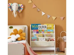 SoBuy Regal Weiß^Kinder-Bücherregal Zeitungsständer mit 4 Ablagen Kinderregal Weiß FRG225-W