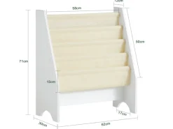 SoBuy Regal Weiß^Kinder-Bücherregal Zeitungsständer mit 4 Ablagen Kinderregal Weiß FRG225-W