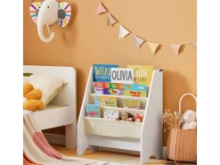 SoBuy Regal Weiß^Kinder-Bücherregal Zeitungsständer mit 4 Ablagen Kinderregal Weiß FRG225-W