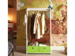 SoBuy Kindergarderobe mit 2 Boxen Kinderkleiderständer Kleiderschrank KMB109-W