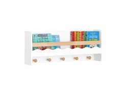 SoBuy Holzregale|Wandregale^Kindergarderobe mit Ablage Kinderregal Bücherregal Wandregal Weiß KMB78-W